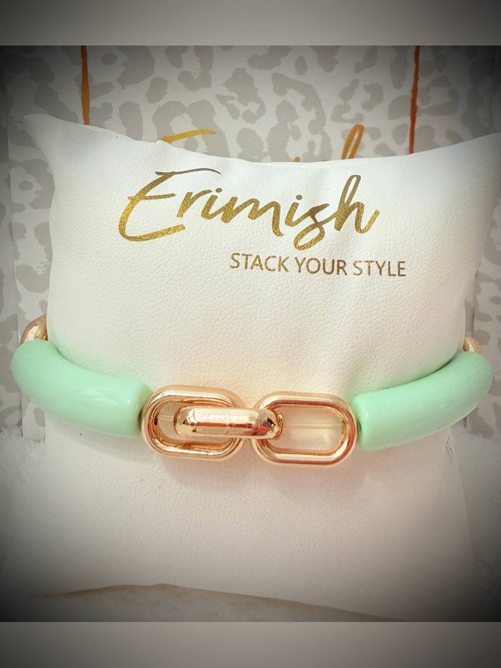 New ERIMISH Bracelet - Mint Razz & Gold Chain
